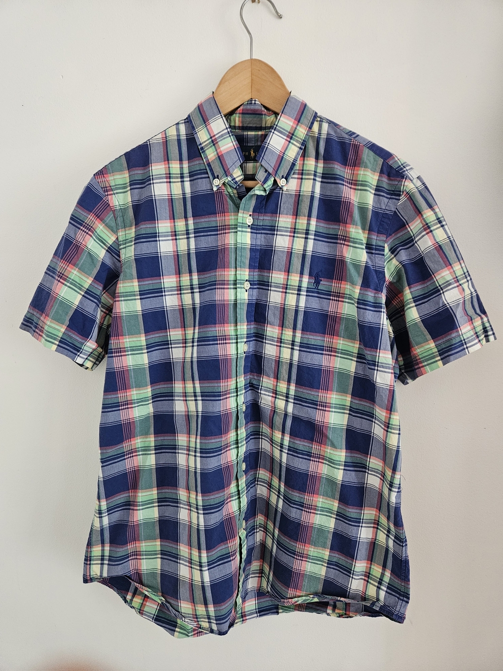 Ralph Lauren Short-Sleeve Plaid Button-Up Shirt Mens Medium